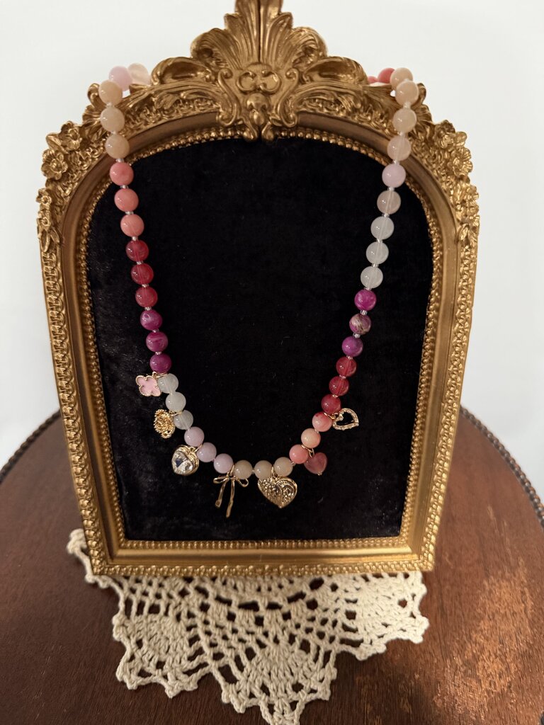Josslyn pastel beaded bow charm necklace