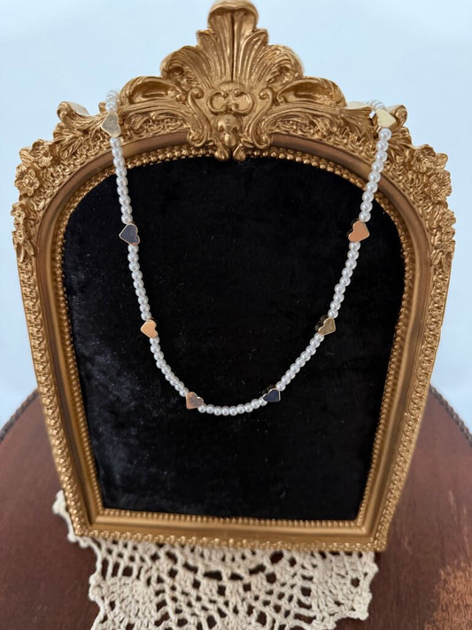 Josslyn heart pearl bead necklace